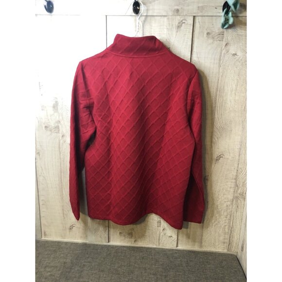 Two Twenty Womens Shirt Size Medium Red Long Sleeves Gold Accent Buttons - Picture 2 of 4